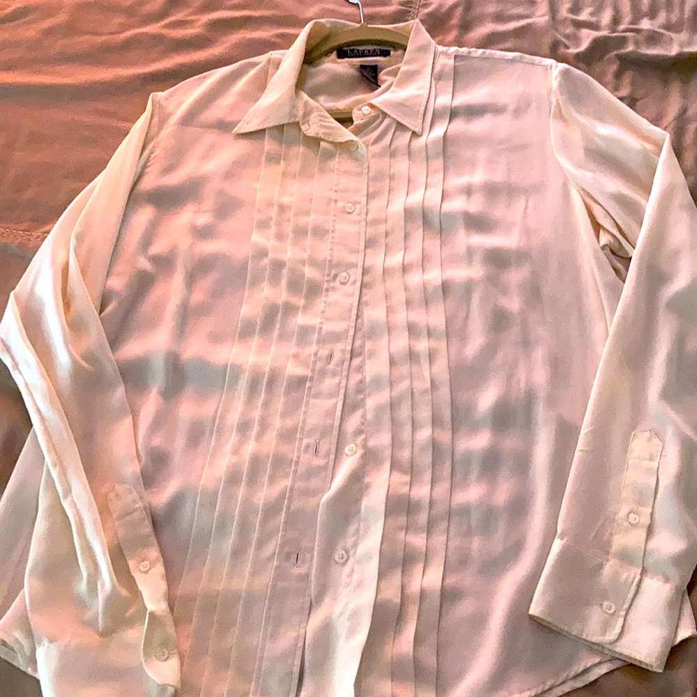 Ralph Lauren Cream women’s tuxedo style top